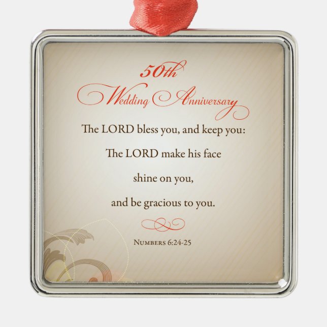 Ornamento De Metal 50º Aniversário de Casamento, Senhor Religioso Abe (Frente)