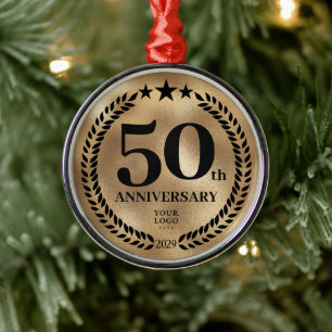 Ornamento De Metal 50º aniversário de negócios Dourado Natal