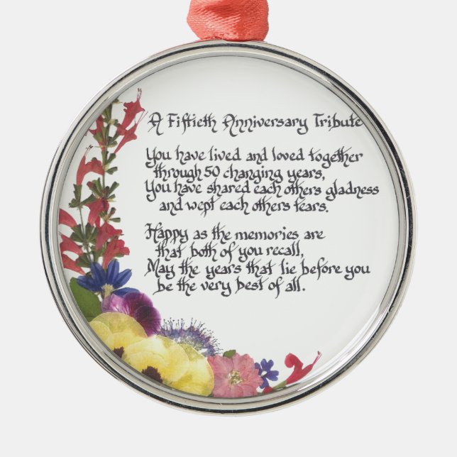 Ornamento De Metal 50th Tributo do aniversário (Frente)
