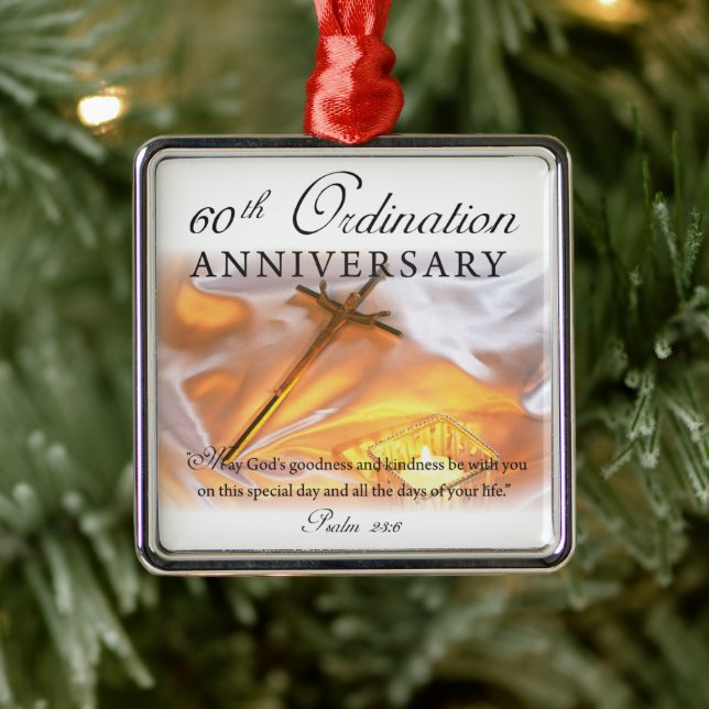 Ornamento De Metal 60.º Aniversário da Ordenação, Vela Cruzada (Árvore)