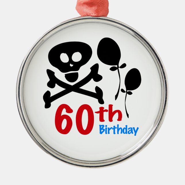 Ornamento De Metal 60. º Aniversário do Crânio Crossbones (Frente)