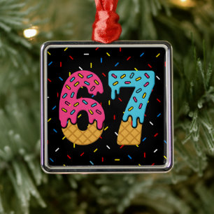 Ornamento De Metal 67 Meme Sorvete Engraçado, 6 Sete Gen Alpha