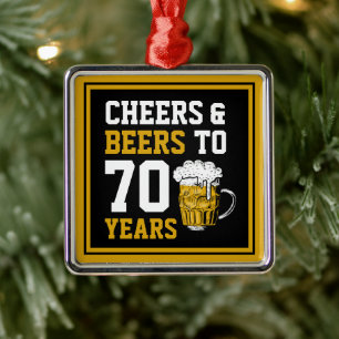 Ornamento De Metal 70 Aniversário Saúde e Cerveja aos 70 anos