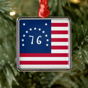 Ornamento De Metal 76 Bandeira de Batalha, Natal da Bandeira American