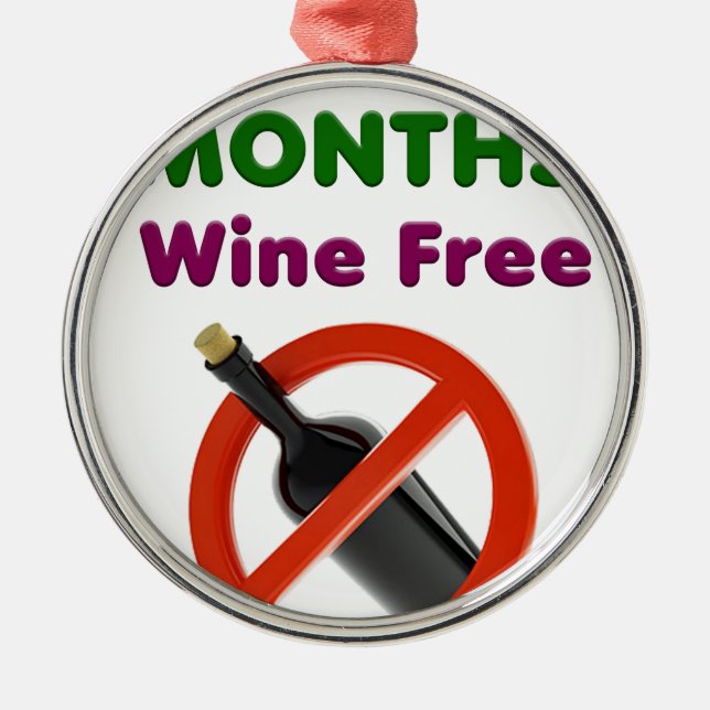 Ornamento De Metal 9 meses sem vinho, grávida, bebê grávida (Frente)