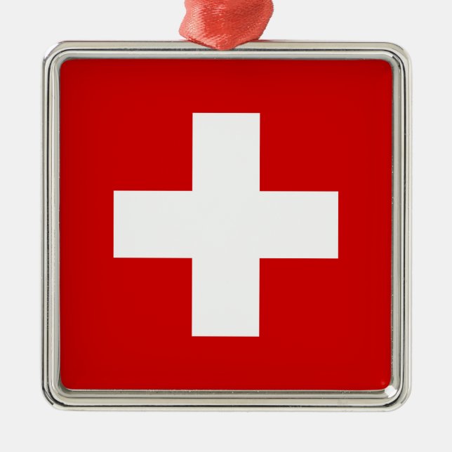 Ornamento De Metal A bandeira da suiça (Frente)