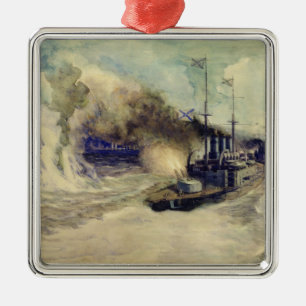 Ornamento De Metal A batalha entre a frota do Mar Negro e