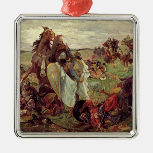 Ornamento De Metal A batalha entre Russo e Tatars, 1916 (Frente)