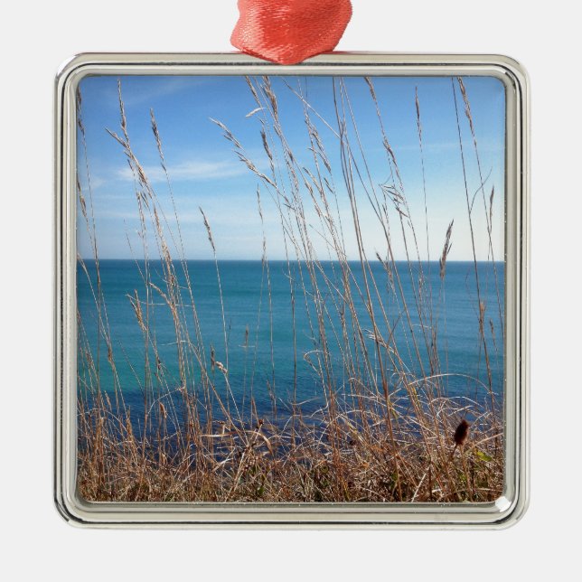 Ornamento De Metal A bela Grama e Mar (Frente)