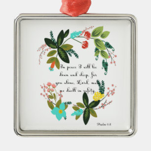 Ornamento De Metal A bíblia encorajadora Verses a arte - 4:8 do salm