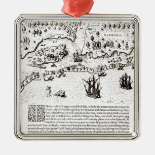 Ornamento De Metal A chegada dos ingleses em Virgínia