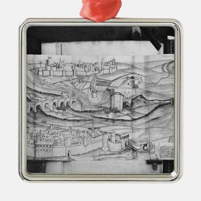 Ornamento De Metal A cidade e a vila de Carcassonne, 1462 (Frente)