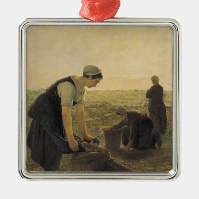 Ornamento De Metal A colheita da batata (Frente)