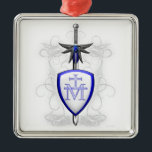 Ornamento De Metal A espada de St Michael<br><div class="desc">A espada de St Michael e protetor mariano do símbolo</div>