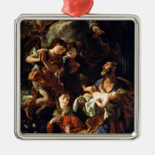 Ornamento De Metal A família santamente (óleo em canvas)
