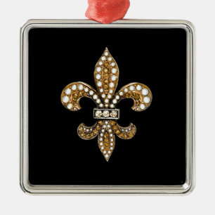 Ornamento De Metal A flor de lis Flor Nova Orleães personaliza o our