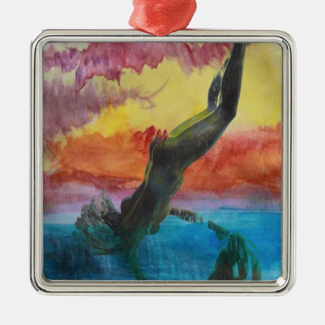 Ornamento De Metal A garota e o golfinho (Frente)