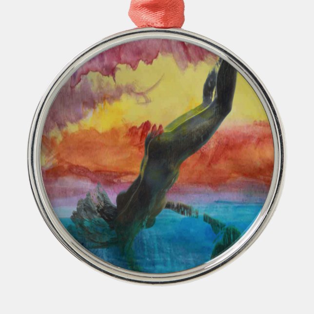 Ornamento De Metal A garota e o golfinho (Frente)