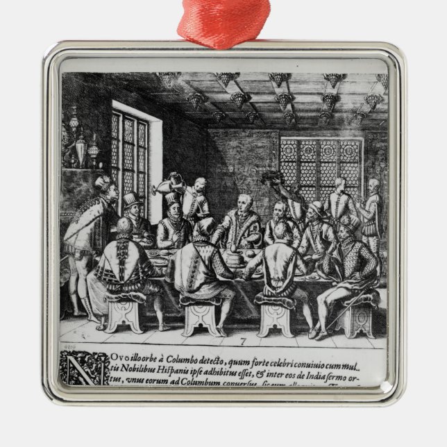 Ornamento De Metal A história do ovo de Cristóvão Colombo (Frente)