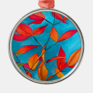 Ornamento De Metal A laranja sae outono da arte original do