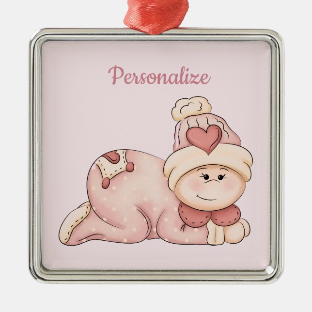 Ornamento De Metal A Menina Snuggly chegou! (Frente)