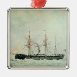 Ornamento De Metal A navio de guerra francesa, "La Gloire", 1880