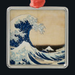 Ornamento De Metal A onda de Excelentes de Kanagawa por Hokusai<br><div class="desc">Este design apresenta "A onda Excelente de Kanagawa" pelo artista japonês Hokusai.</div>