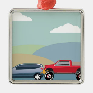 Ornamento De Metal A parte traseira do acidente de viação terminou 