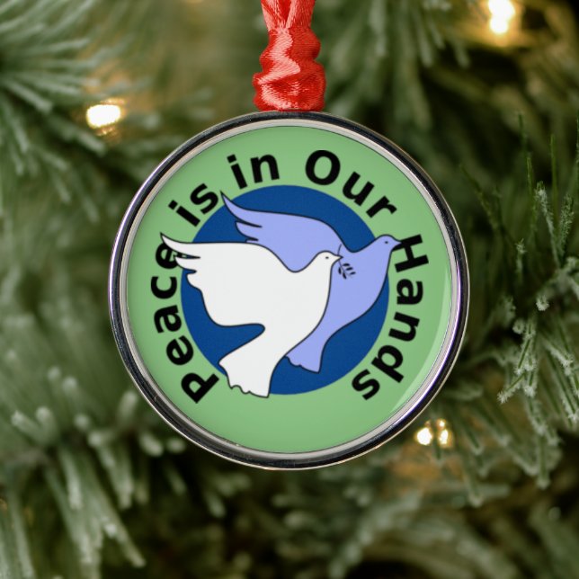 Ornamento De Metal A paz está nas nossas mãos (Árvore)