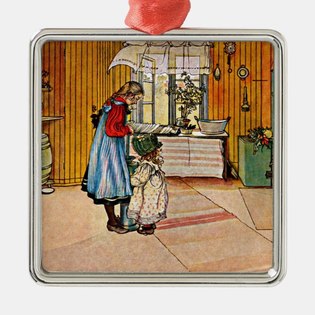 Ornamento De Metal A pintura de Carl Larsson, A Cozinha (Frente)