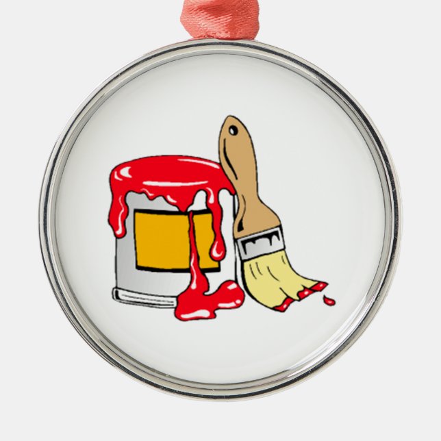 Ornamento De Metal A pintura vermelha pode e escova (Frente)