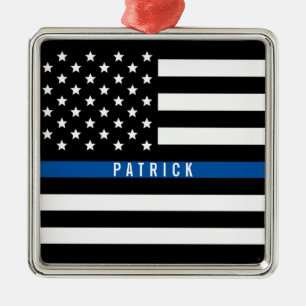 Ornamento De Metal A polícia dilui o monograma da bandeira americana
