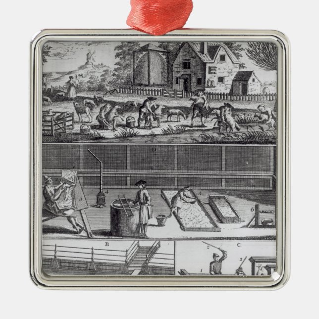 Ornamento De Metal A primeira placa da fabricação de lã (Frente)