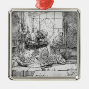 Ornamento De Metal A Santa Família com um gato, 1654
