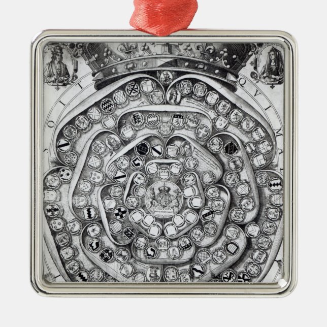 Ornamento De Metal A união dos rosas das famílias (Frente)