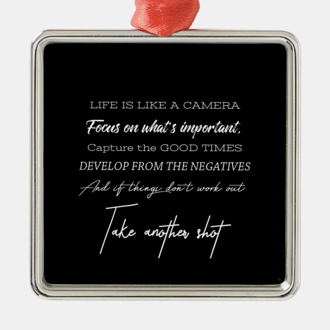 Ornamento De Metal a vida é como uma câmera (Frente)