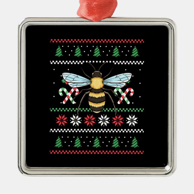 Ornamento De Metal Abelha Animal Bee Feliz Natal (Frente)