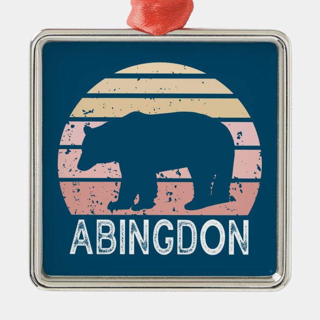 Ornamento De Metal Abingdon Virginia Retro Bear (Frente)