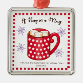 Ornamento De Metal Abraço em um Natal da escritura da caneca