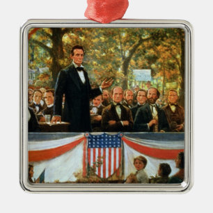 Ornamento De Metal Abraham Lincoln e Stephen A. Douglas