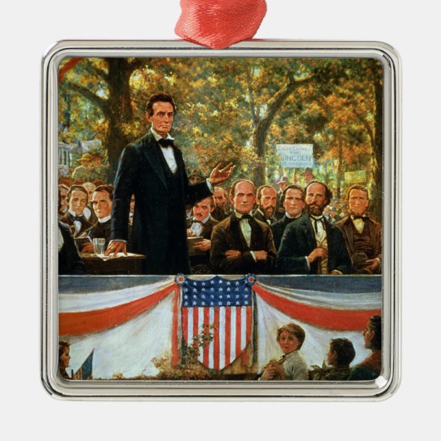 Ornamento De Metal Abraham Lincoln e Stephen A. Douglas (Frente)
