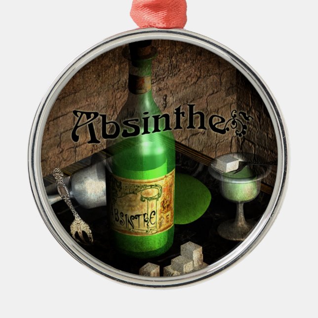 Ornamento De Metal Absinhe a bandeja com vida estática (Frente)