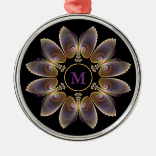 Ornamento De Metal Abstrato Angel Wings Mandala Fractal Monograma