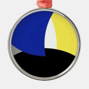 Ornamento De Metal Abstrato Art Azul Amarelo