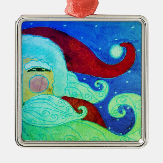 Ornamento De Metal Abstrato Art Santa Claus (Frente)