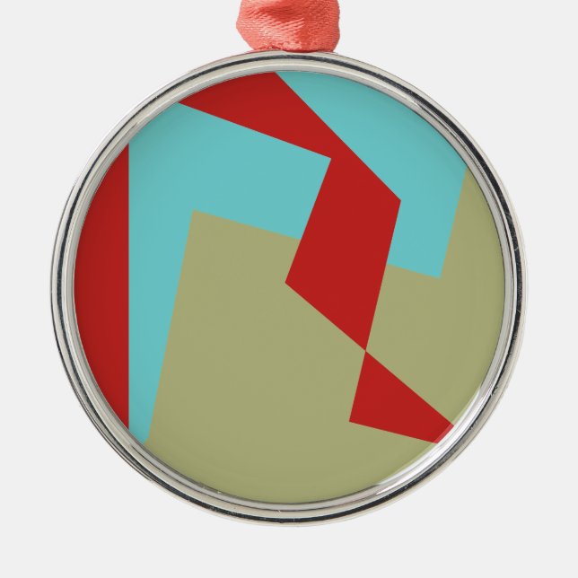 Ornamento De Metal Abstrato Art Turquoise Azul (Frente)