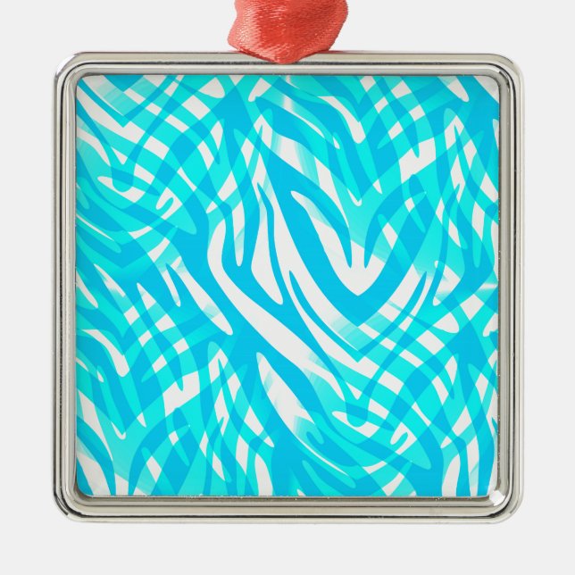 Ornamento De Metal Abstrato Blue Zebra (Frente)