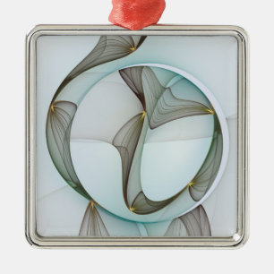 Ornamento De Metal Abstrato Modern Turquoise Brown Dourada Elegância
