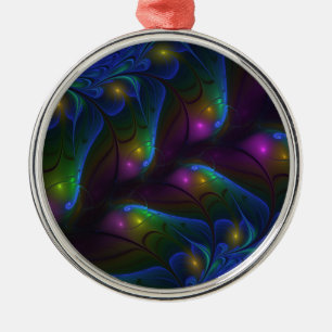 Ornamento De Metal Abstrato Moderno Trippy Fractal Luminoso Colorido