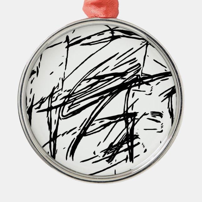 Ornamento De Metal Abstrato preto e branco (Frente)